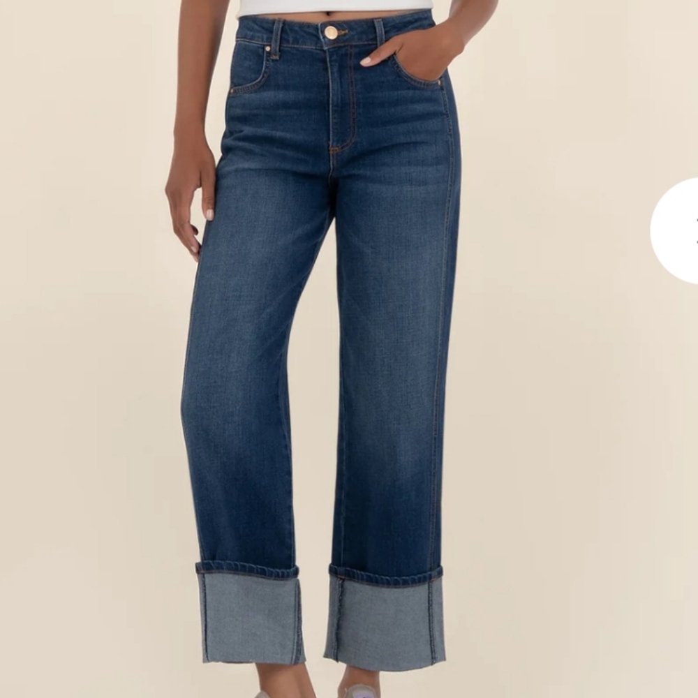 NWT High Rise Sienna Women's Blue Wide-Leg Cuffed Jeans Sz 14